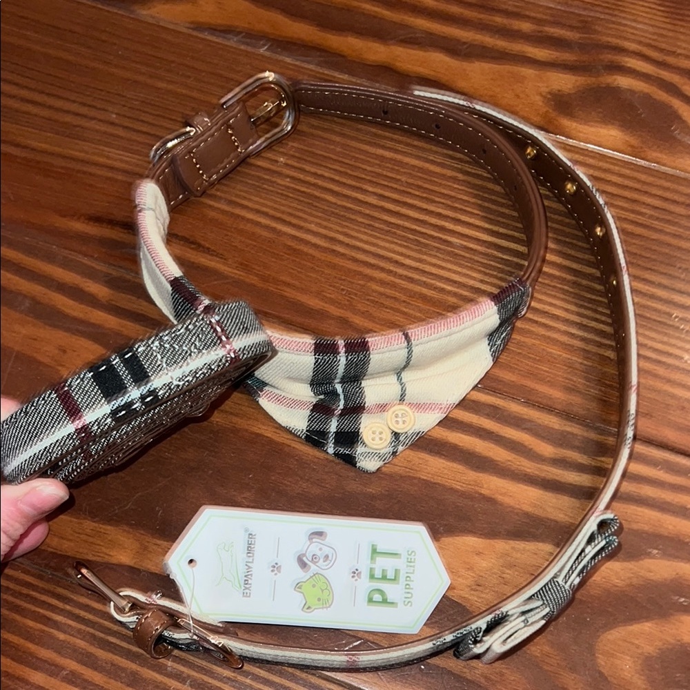 Plaid Dog Collar with Bandana
